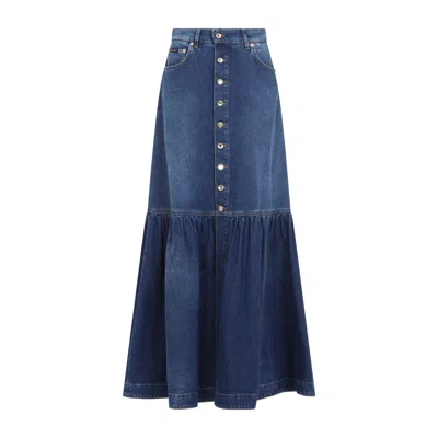 Dolce & Gabbana Denim Long Denim Skirt In Blue