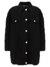 Dolce & Gabbana Longline Distressed Denim Jacket With Chest Pockets In Black