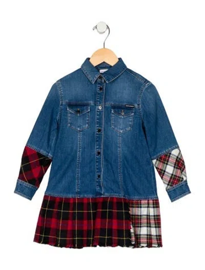 Pre-owned Dolce & Gabbana Babies' Denim Long Sleeve Dress In Blue