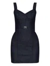 Dolce & Gabbana Logo Plaque Corset Denim Mini Dress In Blue