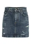 Dolce & Gabbana Distressed-finish Denim Miniskirt In Denim