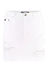 Dolce & Gabbana Distressed-finish Denim Miniskirt In White