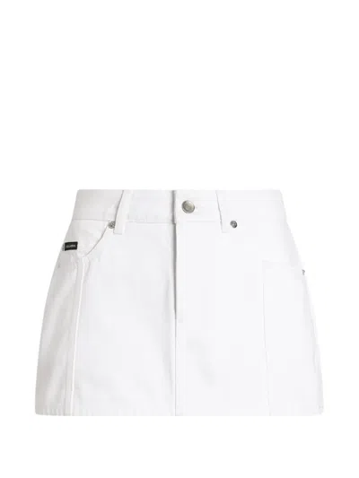 Dolce & Gabbana Denim Mini Skirt In White