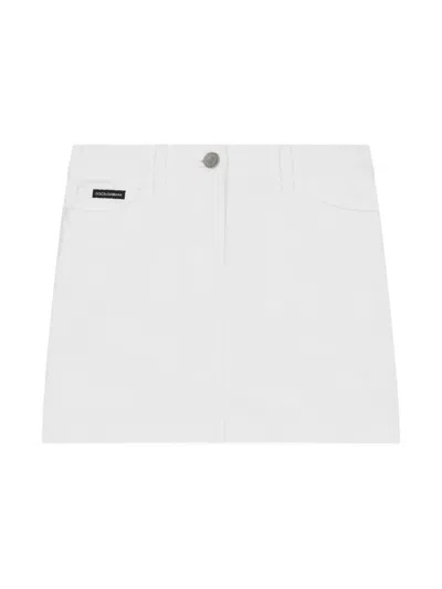 Dolce & Gabbana Kids' Denim Miniskirt In White