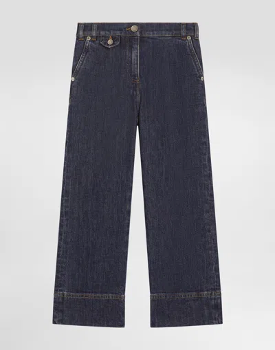 Dolce & Gabbana Kids' Denim Palazzo Trousers In Multi
