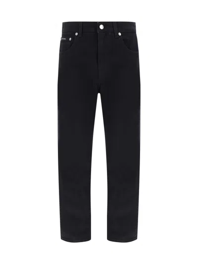 Dolce & Gabbana Straight Medium Waist Denim Jeans In Black