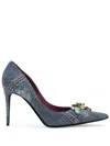Dolce & Gabbana Crystal-embellished Denim Pumps In Blue