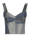 Dolce & Gabbana Patchwork Denim Corset In Gray