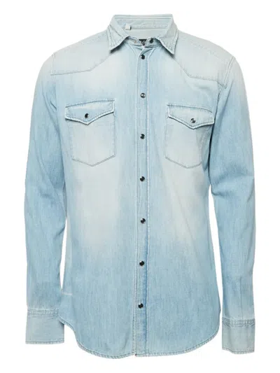 Pre-owned Dolce & Gabbana Denim Pockets Shirt In Blue