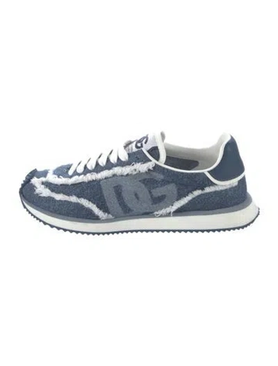 Pre-owned Dolce & Gabbana Denim Printed Athletic Sneakers In Blue