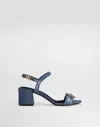Dolce & Gabbana Denim Sandals With Embroidery And Stones In Blue
