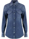 Dolce & Gabbana Denim Shirt With Chest Pockets And Contrast Stitching In Blau