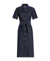 Dolce & Gabbana Silk Denim Shirt Dress In Black