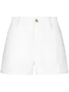 Dolce & Gabbana Cotton Denim Short Pants With Dg Plaque In White