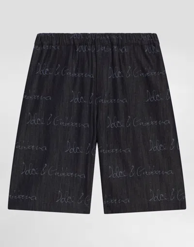 Dolce & Gabbana Denim Shorts With Dolce&gabbana Logo In Multicolor