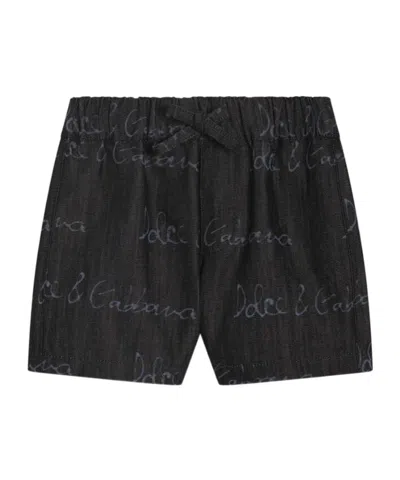 Dolce & Gabbana Denim Shorts With Dolcegabbana Logo In Black