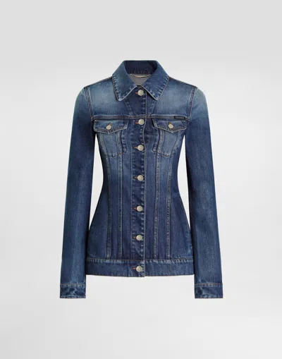 Dolce & Gabbana Denim Single-breasted Jacket In Blue