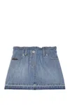 Dolce & Gabbana Logo-plaque Denim Skirt In Blue