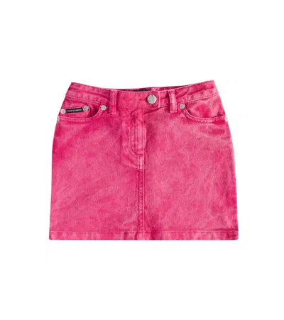 Dolce & Gabbana Kids' Denim Skirt In Pink