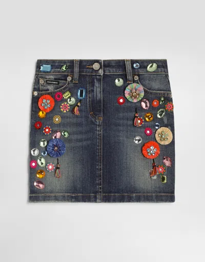 Dolce & Gabbana Skirt Kids Color Denim In Blue