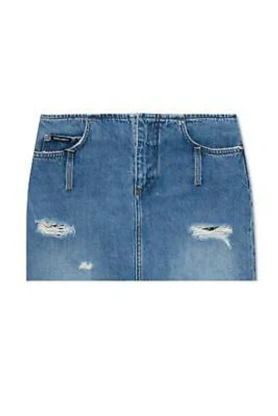 Pre-owned Dolce & Gabbana Denim Skirt With Vintage Effect 40 It In Blue
