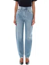 Dolce & Gabbana High-waisted Distressed Denim Trousers In Light Blue