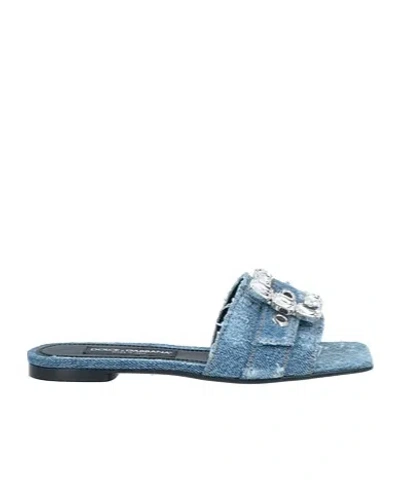 Dolce & Gabbana Denim Slippers In Blue
