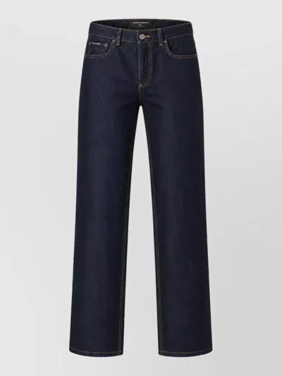 Dolce & Gabbana Denim Straight-leg Trousers In Blue