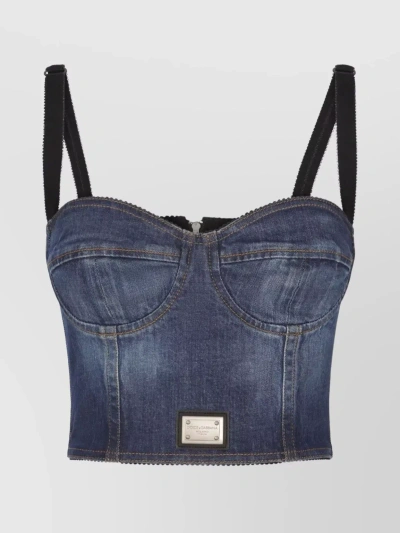 DOLCE & GABBANA DENIM STRAP CORSET TOP