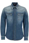Dolce & Gabbana Denim Stretch Shirt For Men In Blue