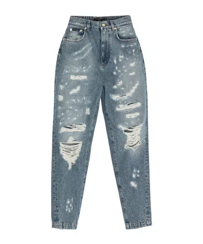 Dolce & Gabbana Denim Tapered Jeans In Gray