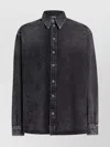 Dolce & Gabbana Denim Texture Long Sleeves Point Collar Shirt In Black