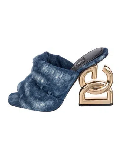 Pre-owned Dolce & Gabbana Denim Tie-dye Print Mules In Blue
