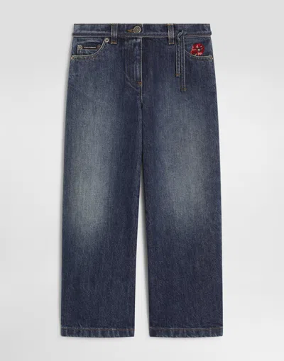Dolce & Gabbana Kids' Denim Trousers In Blue