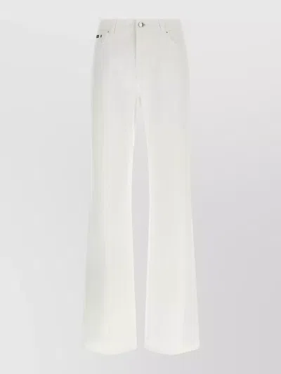 Dolce & Gabbana Denim Trousers Belt Loops Back And Front Pockets In White