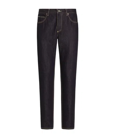 DOLCE & GABBANA DOLCE  GABBANA LOGO-PATCH DENIM JEANS