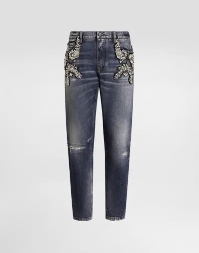 Dolce & Gabbana Embellished Jeans In Blue