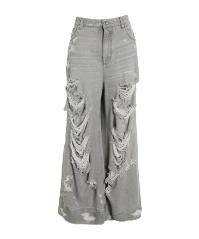 Dolce & Gabbana Denim Trousers In Gray