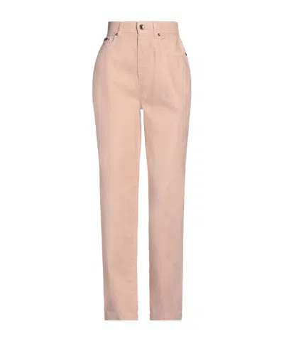 Dolce & Gabbana Denim Trousers In Nude Pink