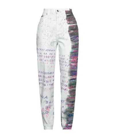 Dolce & Gabbana Denim Trousers In White