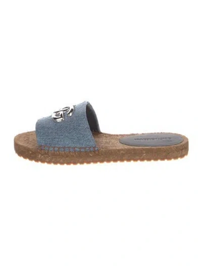 Pre-owned Dolce & Gabbana Denim Whipstitch Trim Slides In Blue
