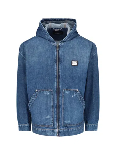 Dolce & Gabbana Jacket Hooded Front Pockets In Blue