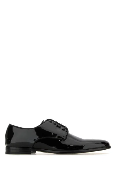 DOLCE & GABBANA SCARPE STRINGATE RAFFAELLO IN PELLE NERA UOMO