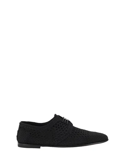 Dolce & Gabbana Black Woven Fabric Derby