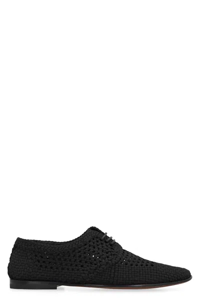 Dolce & Gabbana Black Woven Fabric Derby