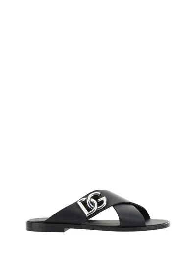 Dolce & Gabbana Derby Sandals In Black