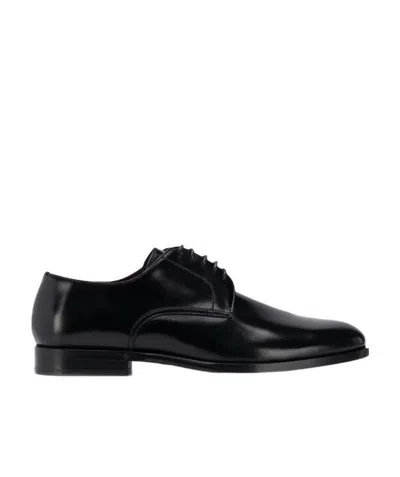 Dolce & Gabbana Black Leather Derby Formal Dress Men Shoes
