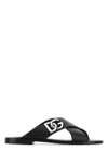 Dolce & Gabbana Black Sandals With Criss Cross Bands And Logo Detail In Leather Man