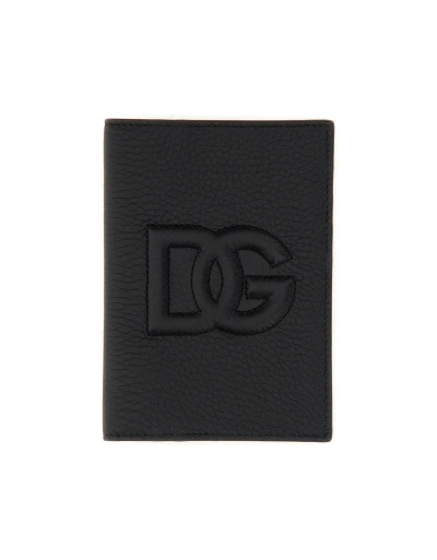 Dolce & Gabbana Designer Men's Bags Leather Passport Holder In Black