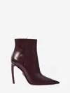 Dolce & Gabbana Devotion Leather Ankle Boots In Burgundy